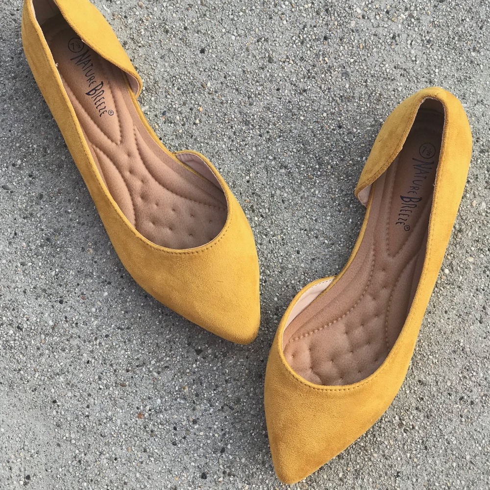 1 Left! Nature Breeze Yellow Pointy Toe Flat - Picture 2 of 7
